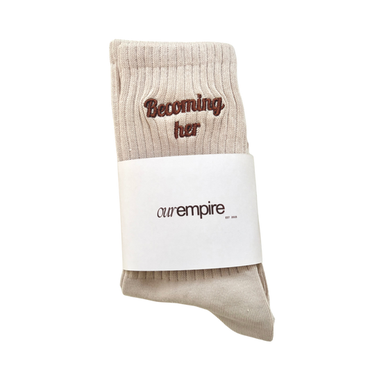 Becoming Her Embroidered Pilate Grip Socks